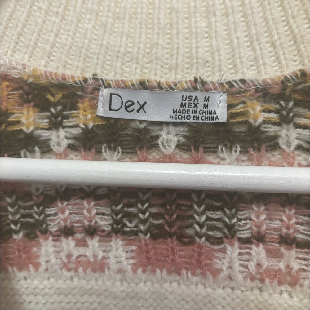 Cottagecore Cream and Pink Patterned Cardigan - Picture 3 of 3